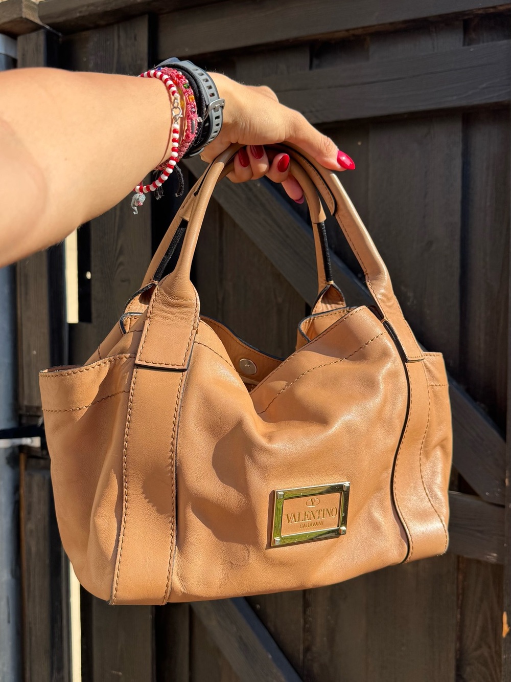 Valentino Garavani Tan Leather Handbag✨